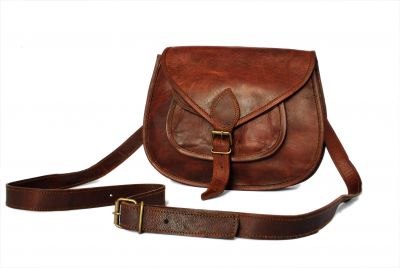 Retro Fashion Genuine Leather Bag Vintage with Shoulder Strap - 11 inches