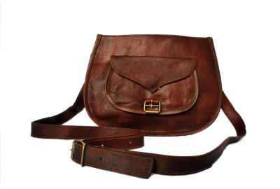 Retro Fashion Genuine Leather Bag Vintage with Shoulder Strap - 11 inches