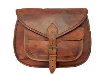 Retro Fashion Genuine Leather Bag Vintage with Shoulder Strap - 15 inches