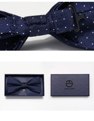 Shiny Satin Bowtie Navy Blue with Various Patterns for Suit Wedding Ceremony