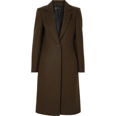 One button slim fit long woolen coat