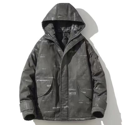 Oversized vintage hooded winter coat for men