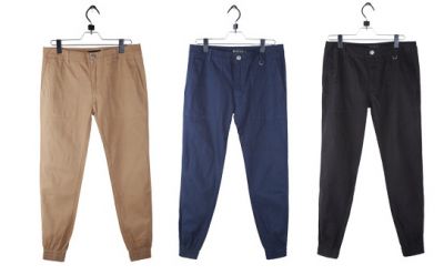 Canvas Jogger Pants for Men with Elastic Ankles Design