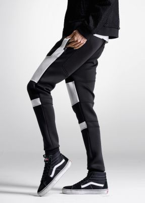 Black and White Drop Crotch Cotton Trousers for Men Sarouel Sweatpants