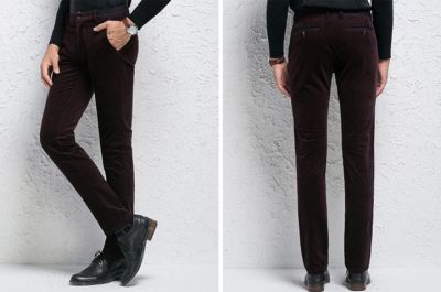 Corduroy Winter casual pants for men with fur lining
