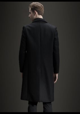 Long wool winter overcoat for men with single chinese style button