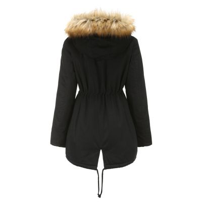 Parka coat with faux fur trim hood and inside lining for women