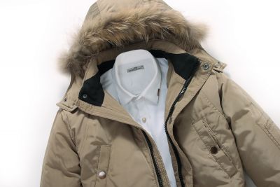 Fur Lined Hooded Winter Parka for Men with Chest Pockets