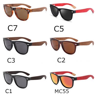 Polarized color film sunglasses with bamboo branches