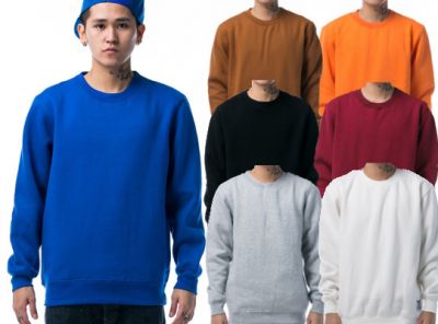 Plain Solid Colored Crewneck Sweater for Men - Cotton