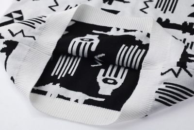 Primitive Art Symbols Pattern Woven Jumper for Men - White Grey