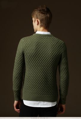 Knitted Round Collar Jumper for Men Classic Style