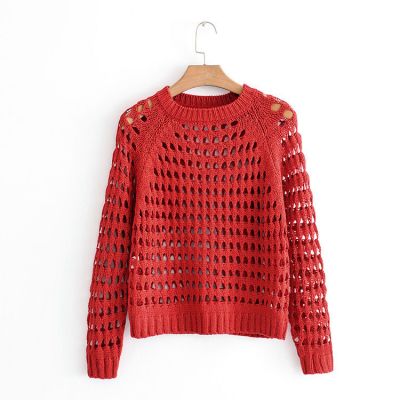 Knitwear Jumper for women large knit see-through sweater