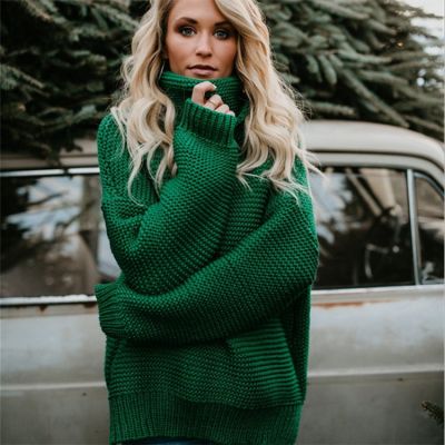 Oversize knitwear turtleneck jumper for women