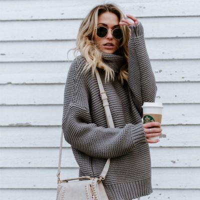 Oversize knitwear turtleneck jumper for women