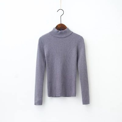 Women's pullover with ribbed collar and long sleeves