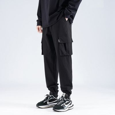 Relaxed fit cargo pants for men in black
