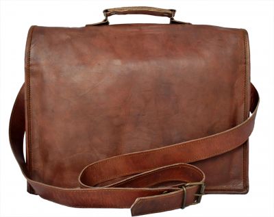 Retro Leather School Bag Satchel with Shoulder strap - Large