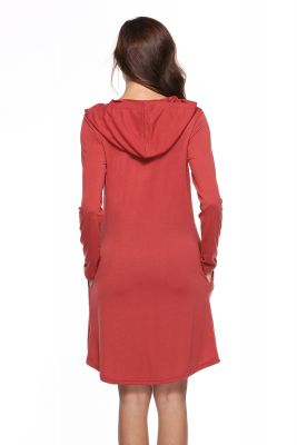 Long sleeve dress with hood plain colored