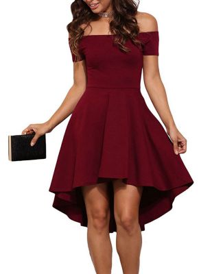 Off the shoulder evening dress for women with long back