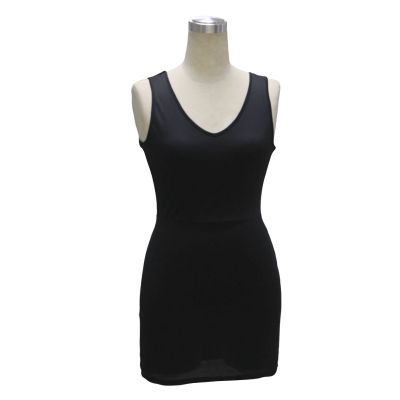 Slim fit hugging summer dress for women with no sleeves and V neckline