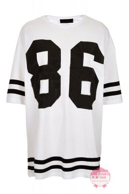 Robe T shirt Long pour Femme Imprimé Baseball 86 Bandes Manches