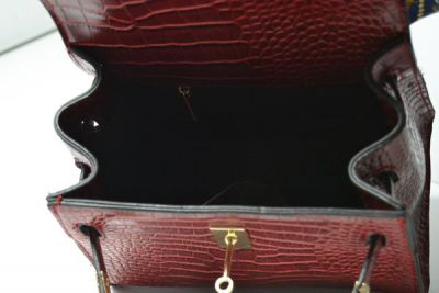 Scarf Handle Mock Croc PU Leather Handbag for Women