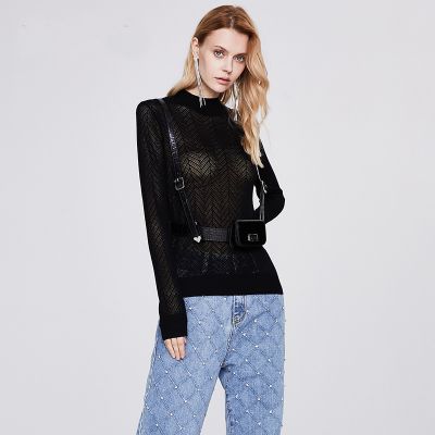 See-through slim fit jumper for women