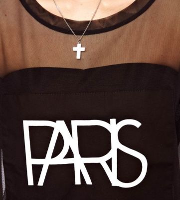 Semi Transparent Lace T shirt for Women with Paris Fashion print