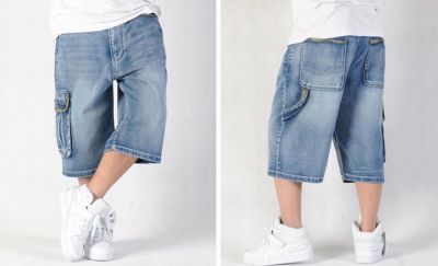 Baggy Denim Shorts for Men with Side Pocket