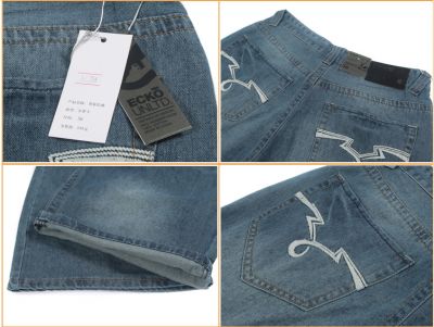 Baggy Jeans Shorts for Men with Embroidery on Back Pocket
