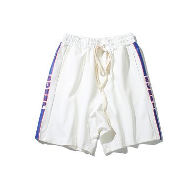 Sports retro boxing shorts with drawstring belt and side marking