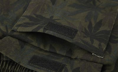 Men's fabric shorts with weed camouflage pattern