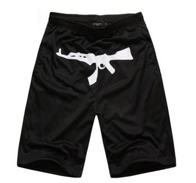Kalashnikov Print Black and White Sports Basketball Shorts Streetwear