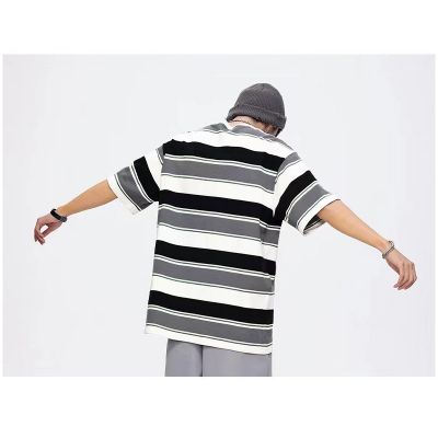 Short sleeve t-shirt with contrast stripe unisex
