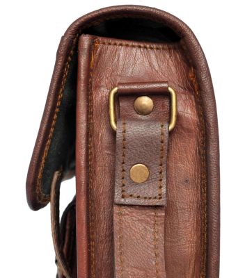 Vintage Genuine Leather Messenger Satchel bag with Front pocket - Small