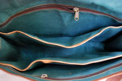 Vintage Genuine Leather Messenger Satchel bag with Front pocket - Large