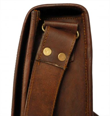 Vintage Genuine Leather Messenger Satchel bag with Front pocket - Large