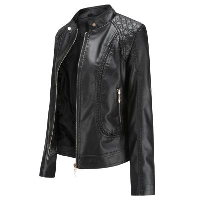 Slim fit faux leather jacket for women
