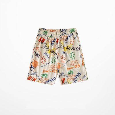 Smiley graffiti fabric shorts for men women summer