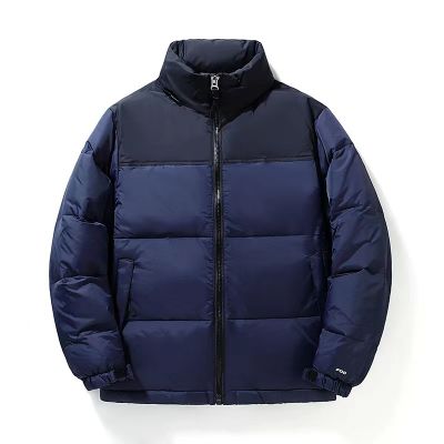 Stand collar hooded down puffer jacket for men