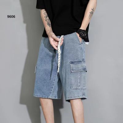 Streetwear elasticated denim shorts for men