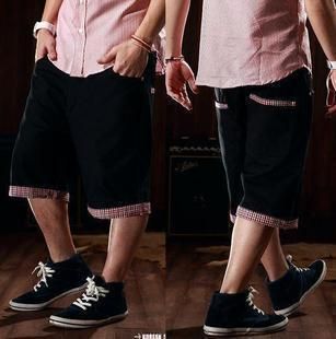 Bermuda shorts for Men with Plaid Fabric Cuff at the Bottom