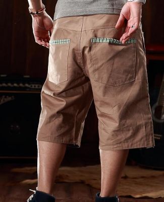 Bermuda shorts for Men with Plaid Fabric Cuff at the Bottom