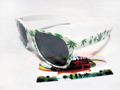 Marijuana Print Sunglasses Weed Leaf Ganja Sunnies Black White
