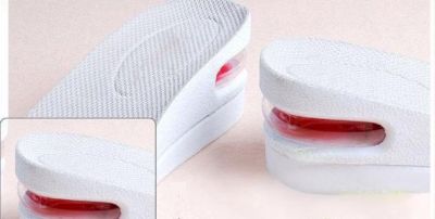 Short shoe insoles with air bubble for height gain