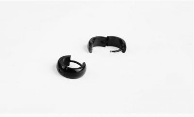 Tribal style Black Earrings for men with Thick Plastic Small hoop