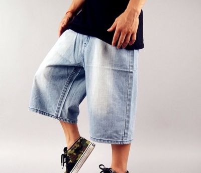Baggy Denim Shorts for Men Hip Hop Bermuda Jeans - Blue