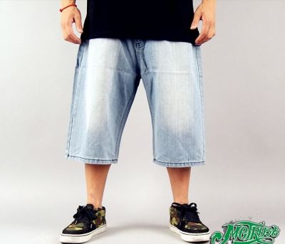 2019 Mens Loose Pants Denim Cargo Short Denim Hip Hop Baggy Shorts Jean 30-46 UK
