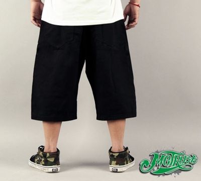 Baggy Shorts for Men Denim Jeans Bermuda Streetwear - Black